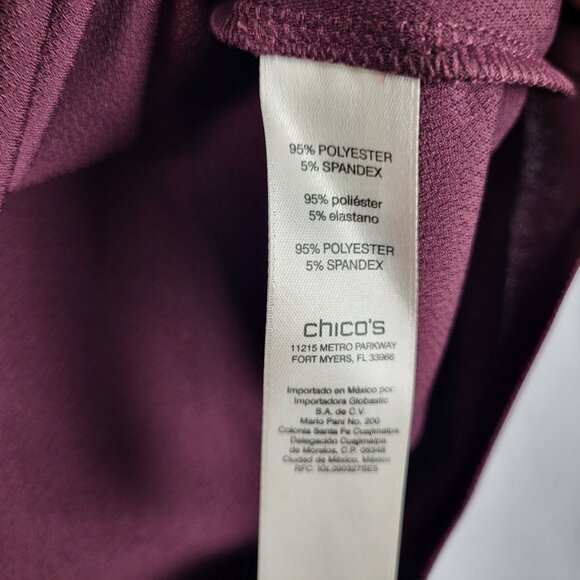 Chicos Bell Sleeve Top Women's Medium (1) Wine Burgundy Lace Front Stretchy - Picture 9 of 9